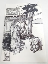 Vincent M. Abner Sr. Art Hatching Sketch In Ink & Marker   12x18 -Lot # 428