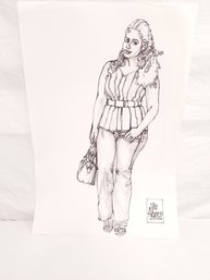 Vincent M. Abner Sr. Art Hatching Sketch In Ink & Marker  12x18 -Lot # 456