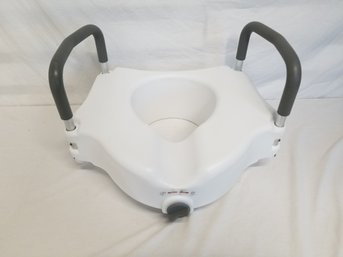 Drive Medical Elevated Raised Toilet Seat Lift Riser Safety Rails W/ Arms 300lb