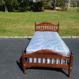 Simmons Maple Wood Bedframe In A Dark Cherry Stain With Twin Size Mattress From Simmons?