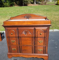 Traditional Simmons 3 Drawer Dresser With Matching Changing Table In Dark Rich Cherry Stained Maple Wood