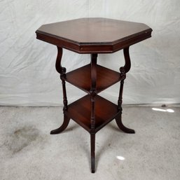 Three Tiered Accent Table With Dark Stain