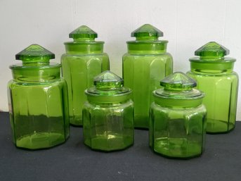 Green Glass Canister/jar Set