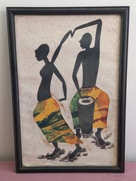 Drummer And Dancer Fabric Art By Emmanuel Atiemoh- Yeboah