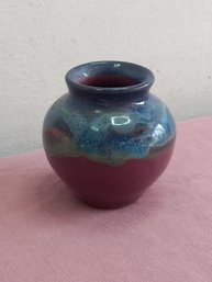 Signed Purple And Blue Miniature Vase