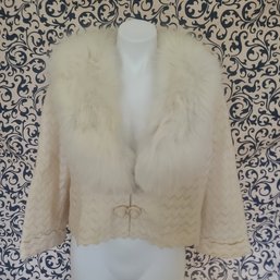 Maxines Vintage Hand Knit Fur? Jacket Size Medium