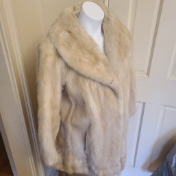 Lovely Light Cream Vintage Kaufman Mink Fur,  3/4 Sleeve Plus A Cream Colored Fur Hat From Filenes