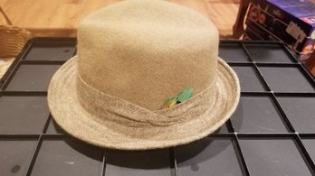 Dobbs Fedora Hat #1 (Tan-Green Feather)