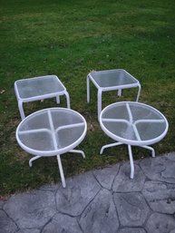 Patio End Tables . Set Of 4.  Tempered Glass.  - - - - - - - - - - - - - - - - - - - - - - - - - Loc: Deck