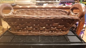 Brown Rectangle Woven Basket