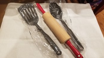 Kitchen Utensils: Small Rolling Pin And Spatula/Spoon