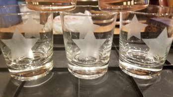 Set Of 8 Small Frosted Star Glasses