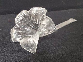 Vintage Blown Art Glass Clear Single Stem Lily Flower