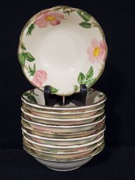 Ten Vintage 1970s Franciscan Desert Rose Earthenware 5 7/8' Coupe Cereal Bowls