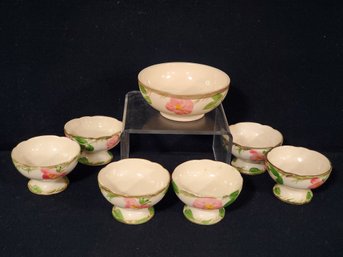 Vintage Franciscan Earthenware Desert Rose Sherbert Dessert Cups & Oatmeal Bowl