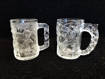 Vintage Collectible McDonalds Batman Forever Glass Coffee Mugs - Batman & Robin