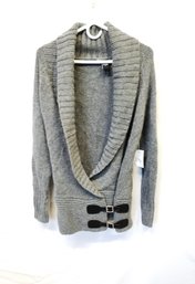 New Moda International Wool Blend Long Cardigan Sweater With Buckle Closure Size M