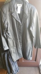 Bagatelle Black Leather Coat - Size Large