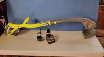 Ryobi Lithium Iron String Trimmer. Weed Wacker.  Tested And Working. - - - - - - - - - - - - - - - Loc: GC