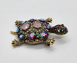 Beautiful Multi-Color Turtle Brooch