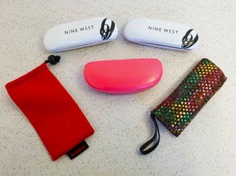Set Of 5 Eyeglass Cases Hard & Soft Shell: Nine West And Kate Spade Cases Included