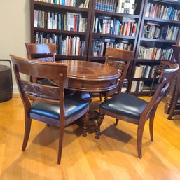 Table & Chair Set: Stanley Furniture Round Table And (4) Ethan Allen Chairs