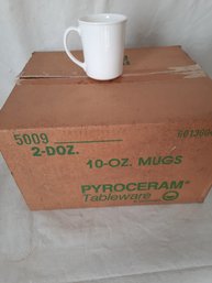 New-Old-Stock Vintage CORNING 10 Oz Mugs- 24 In Total- Pyrocerum Tableware