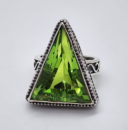 Chartreuse Quartz Ring In Sterling Silver