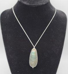 Labradorite Long Pear Shape Necklace In Sterling