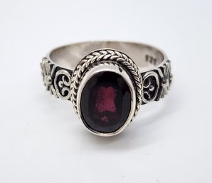 Bali, Rhodolite Garnet Ring In Sterling Silver