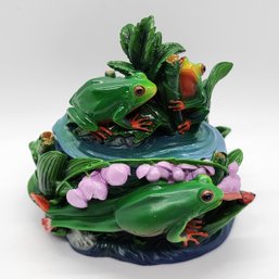 Hand Painted Resin Tree Frog Trinket Box
