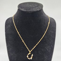 Moissanite Horseshoe Charm Pendant Necklace In Yellow Gold Over Sterling