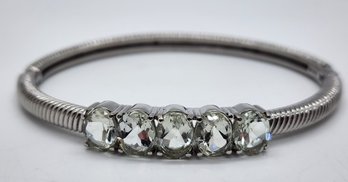 Prasiolite 5 Stone Bangle Bracelet In Stainless