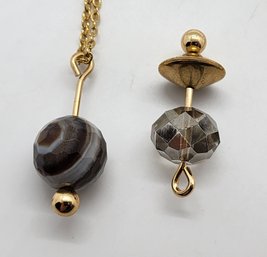 2 Handmade Pendants With Gold Over Stainless Steel Chain