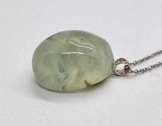 Handmade Prehnite Pendant & Stainless Steel Chain