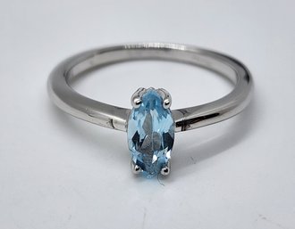 Blue Topaz, Rhodium Over Sterling Ring