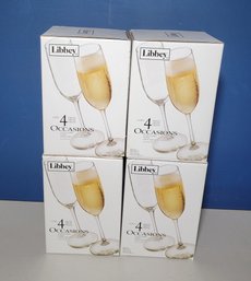 Libbey Brand New Champagne Flutes. 4 Per Box. 8oz Each.   - - - - - - - - - - - - - - - - - Loc: AG