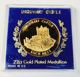 Urquhart Castle Loch Ness Scotland ~ 22ct  Gold Plated Proof Medallion  England UK