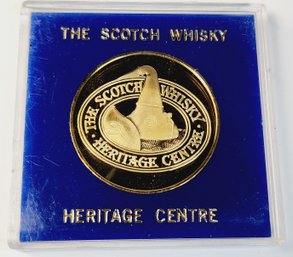 Scotch Whiskey - Castle Hill  ~ 22ct  Gold Plated Proof Medallion  England UK