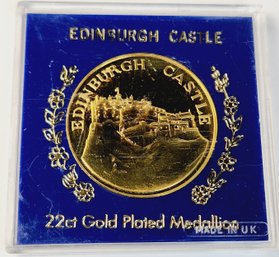 Edinburgh Castle   ~ 22ct  Gold Plated Proof Medallion  England UK