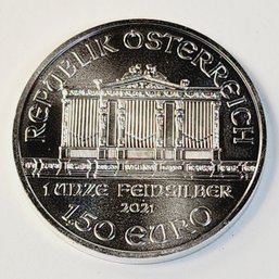 1 Oz .999 Fine SILVER  PROOF BU Coin 2021  Republik Osterreich Wiener Philharmonic