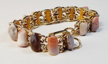 Vintage Gold Tone Large Stone Tennis Bracelet