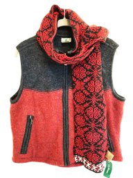 Women's L.l. Bean Wool Vest And Scarf Set Size Small