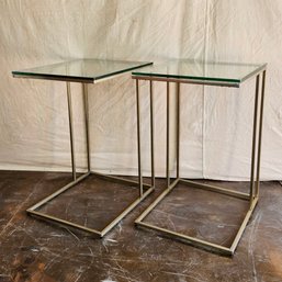 Pair Of Glass And Chrome End Tables