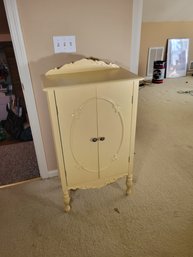 French Country Wood Cabinet. Finished Is A Cream Yellow. - - - - - - - - - - - - - - -- - - Loc: AG