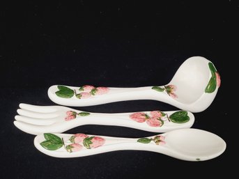 Vintage Retro 1970S Arnels Style Strawberry Spoon Ceramic Ladle And Fork Wall Hanging