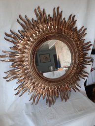 Impressive Vintagec Mid Century Modern Sunburst Wall Mirror- 4 Feet In Diameter!