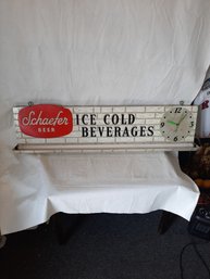Vintage 1950s Schaefer Beer Advertising Sign With Built In Clock- It Works!