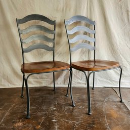 Pair Ethan Allen Wood And Iron Chairs