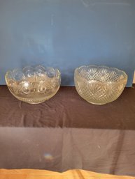 Glass Punch Bowl Pair.   Large.  Perfect Timing. - - - - - - - - - - - - - - - - - - Loc: GS3